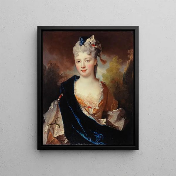 Portrait painting presumed of Madame la duchesse de Beaufort - Nicolas de Largillière — framed artwork on a wall