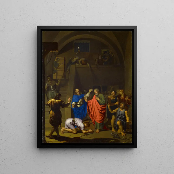 Paul and Silas Leaving Prison in Philippi - Nicolas de Plattemontagne — framed artwork on a wall