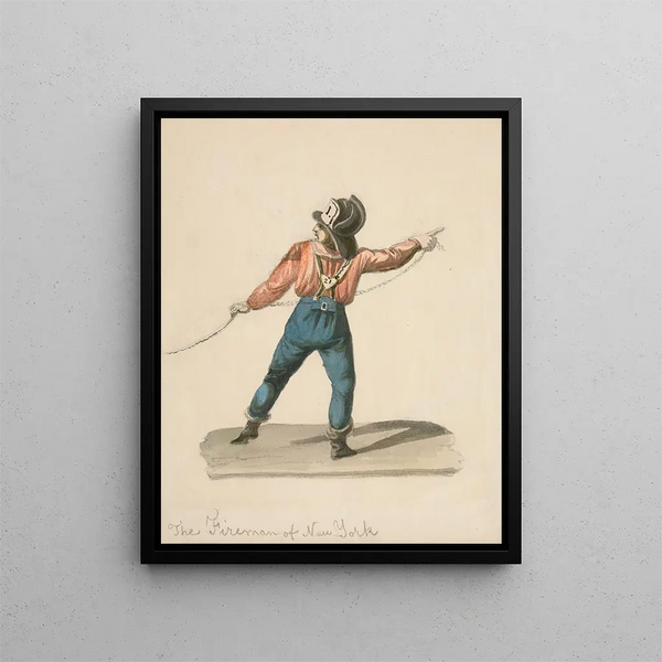A New York firefighter - Nicolino Calyo — framed artwork on a wall