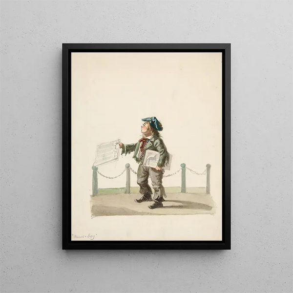 The newspaper seller - Nicolino Calyo — framed artwork on a wall