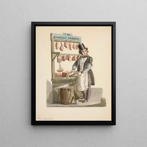 The street butcher - Nicolino Calyo — framed artwork on a wall