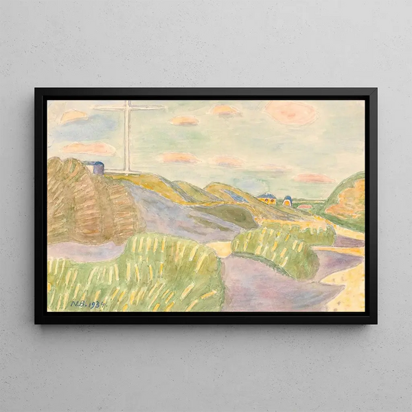 From the Vejlby cliff, view inland - Niels Bjerre — framed artwork on a wall