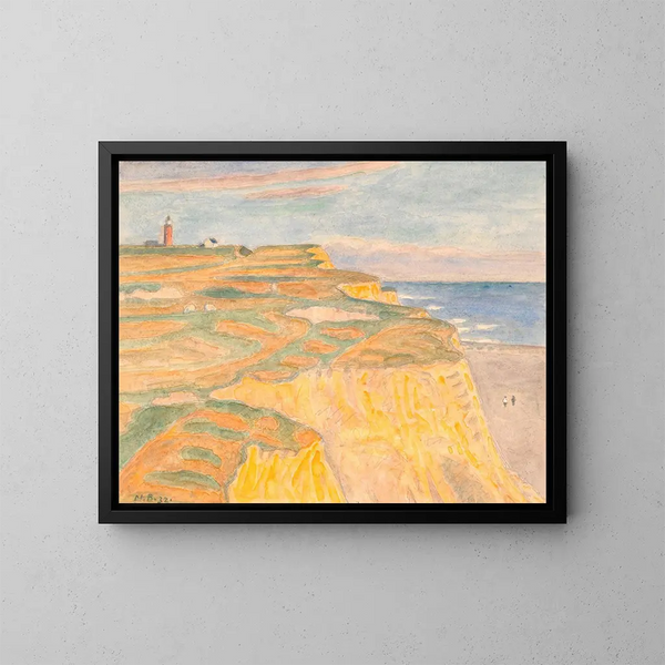 Les falaises et le phare de Bovbjerg - Niels Bjerre — framed artwork on a wall