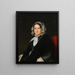 Portrait of a lady in a black silk dress and embracing - Niels Peter Holbech — framed artwork on a wall