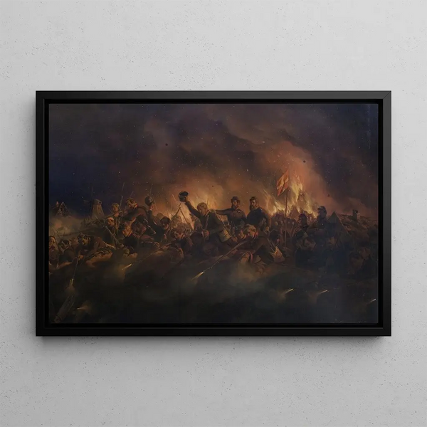 The Storm at Frederikstad on October 4, 1850 - Niels Simonsen — framed artwork on a wall