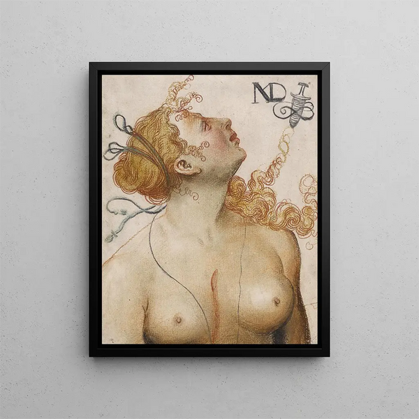 Bust of Lucretia Dying - Niklaus Manuel — framed artwork on a wall