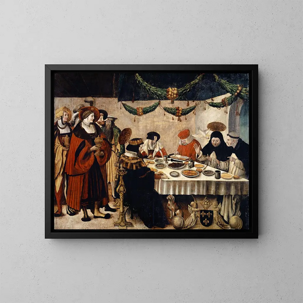 Saint Thomas d'Aquin at the table of King Louis the Saint - Niklaus Manuel — framed artwork on a wall
