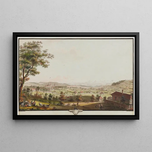 View of the Mattenhof near Bern - Niklaus Sprüngli — framed artwork on a wall
