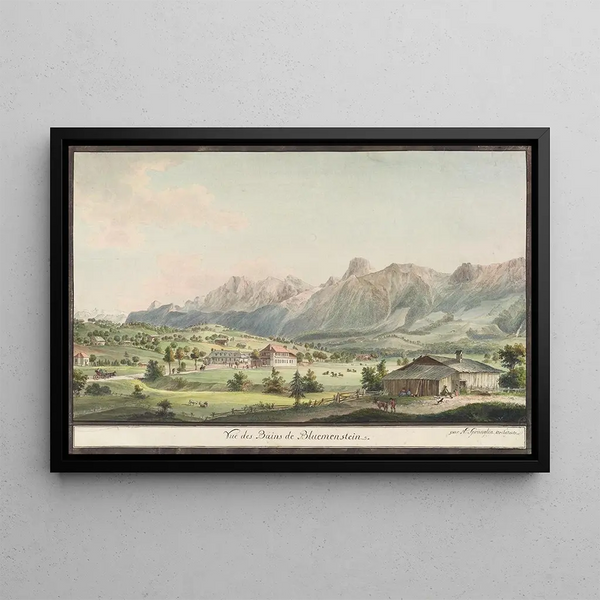 View of the Baths of Blumenstein - Niklaus Sprüngli — framed artwork on a wall