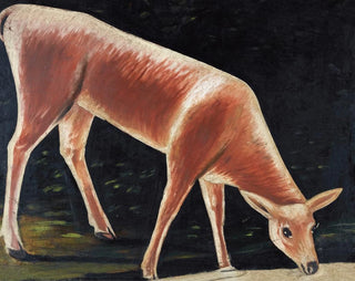 Deer drinking from a stream - Niko Pirosmani — artwork view