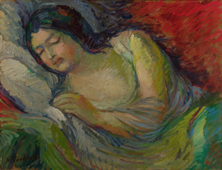 Young Brunette Woman Sleeping - Nikolai Alexandrovich Tarkhov — artwork view