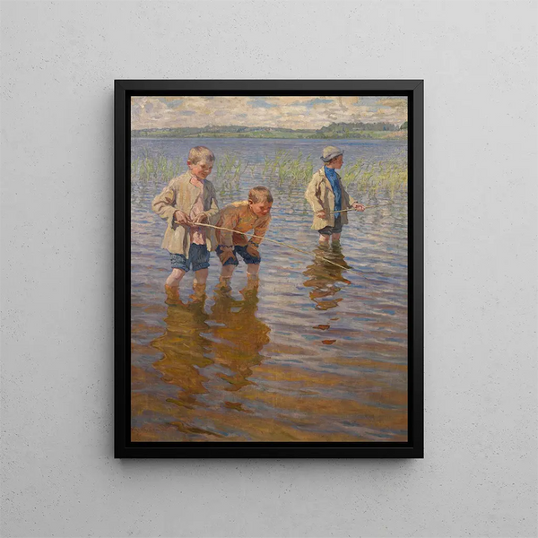 Pêche de midi - Nikolai Bogdanov-Belsky — framed artwork on a wall