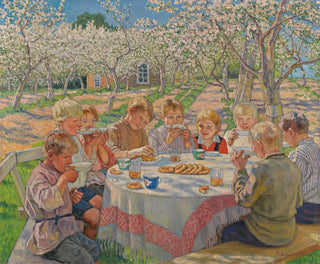 the Tea in the Orchard of Apple Trees - Nikolai Bogdanov-Belsky — artwork view