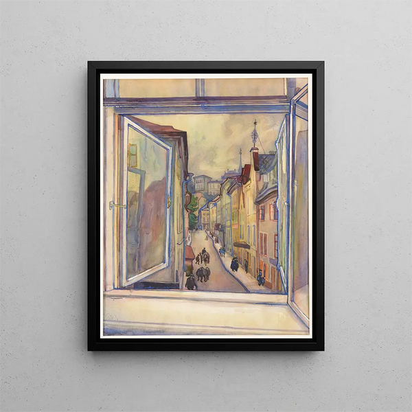 Tallinn from the window - Nikolai Triik — framed artwork on a wall