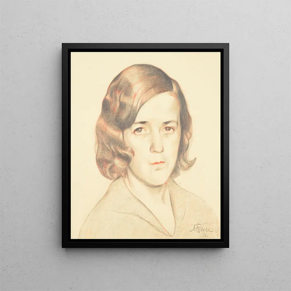 Portrait painting of Mme L. Oras - Nikolai Triik — framed artwork on a wall