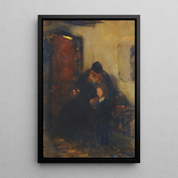 Grandfather and Child Painting - Nikolaos Gyzis — framed artwork on a wall
