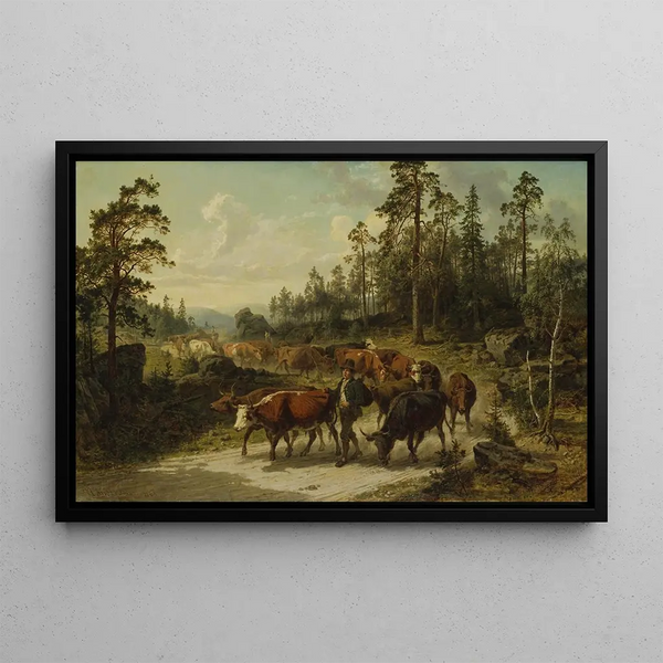 Conduite de bétail en Småland - Nils Andersson — framed artwork on a wall