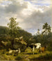 Landscape painting with a shepherd and livestock - Nils Andersson — artwork view