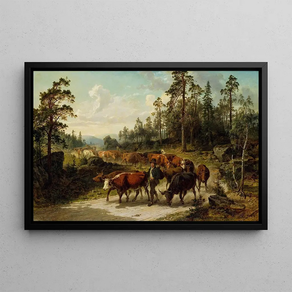 Conduite de bétail en Småland - Nils Andersson — framed artwork on a wall