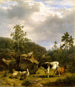 Landscape painting with a shepherd and livestock - Nils Andersson — artwork view