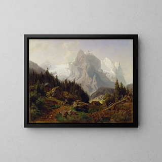 Tourists in the Mountains - Nils Bjørnsen Møller — framed artwork on a wall