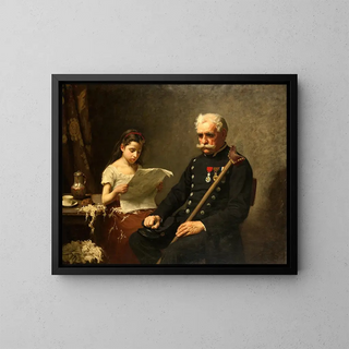 The grandfather receives bad news from the war - Nils Forsberg — framed artwork on a wall