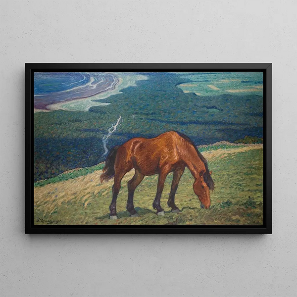 Horse grazing - Nils Kreuger — framed artwork on a wall