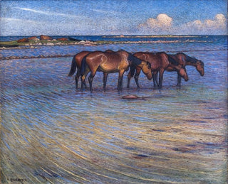 Horses Refreshing in the Water - Nils Kreuger — artwork view