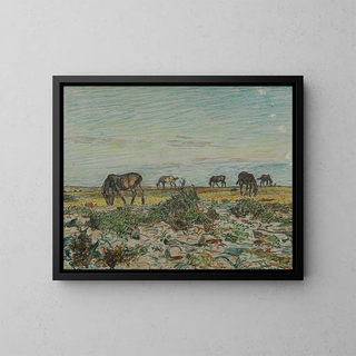 Horses grazing - Nils Kreuger — framed artwork on a wall