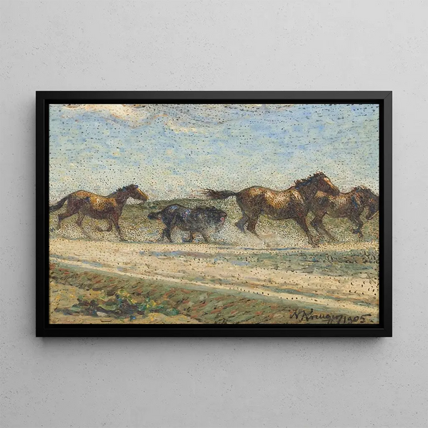 Horses in Freedom - Nils Kreuger — framed artwork on a wall