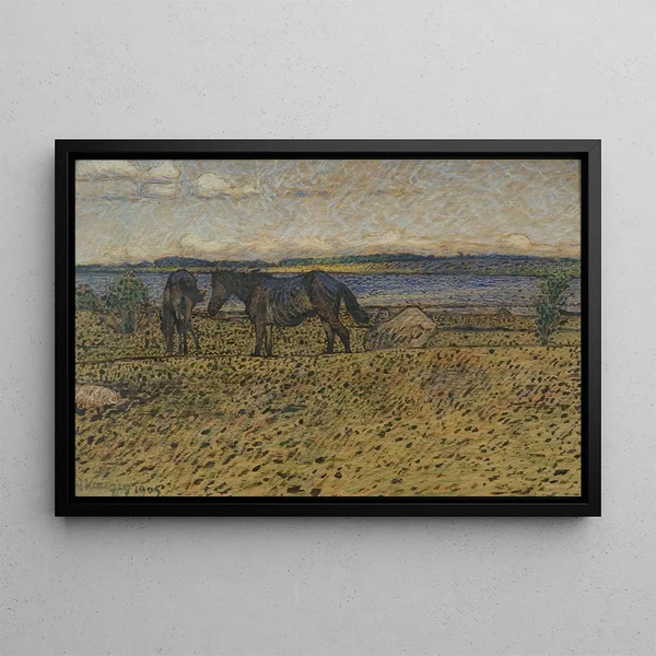 Horses at the Beach - Nils Kreuger — framed artwork on a wall
