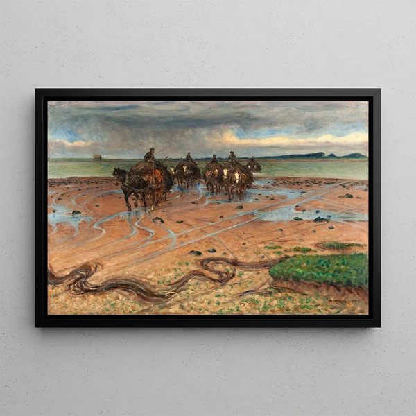 Charretiers d'algues sur la côte de Halland - Nils Kreuger — framed artwork on a wall