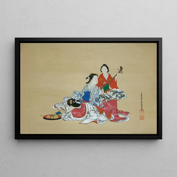 Three Beauties - Nishikawa Sukenobu — framed artwork on a wall