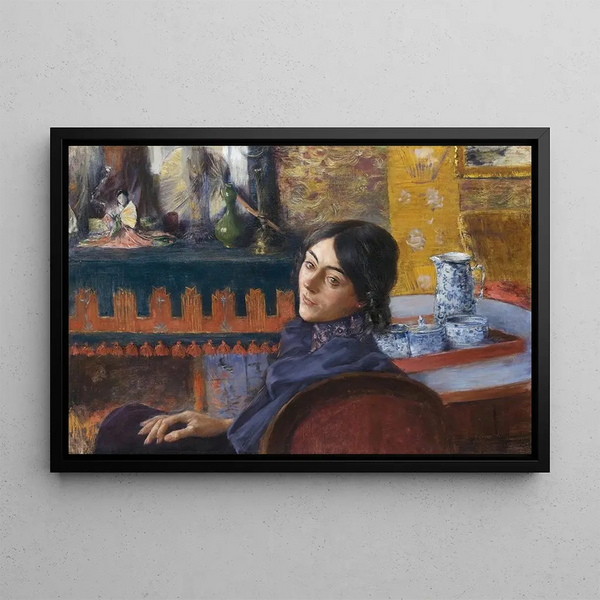 Japanese Salon Painting - Norbert Goeneutte — framed artwork on a wall