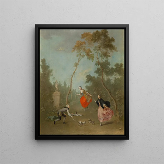 Norbert Joseph Carl Grund - Lady on a Swing Gallant Scene in the Park I.webp