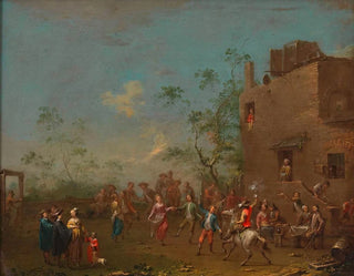 Dance in front of the inn after the wedding - Norbert Joseph Carl Grund — artwork view