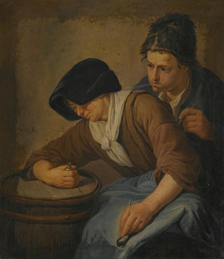 Norbert van Bloemen - Interior With a Man And a Woman Smoking.webp