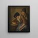 Interior painting with a man and a woman smoking - Norbert van Bloemen — framed artwork on a wall