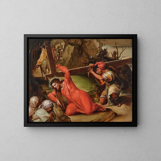 The Christ Carrying the Cross - Nosadella Giovanni Francesco Bezzi — framed artwork on a wall
