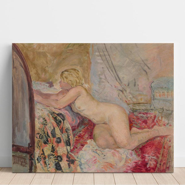 Reproduction of the painting of a reclining nude against a bed (Marinette) - Henri Lebasque