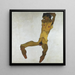 Male Nude Sitting Self-Portrait Painting - Egon Schiele — framed artwork on a wall