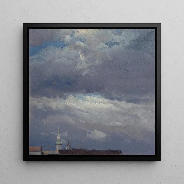 Storm clouds above Dresden Castle - Johan Christian Dahl — framed artwork on a wall