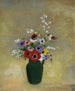 a large green vase with mixed flowers - Odilon Redon — artwork view