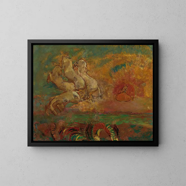 The Chariot of Apollo and the Dragon - Odilon Redon — framed artwork on a wall