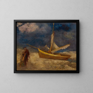 The Alpine Fisherman - Odilon Redon — framed artwork on a wall