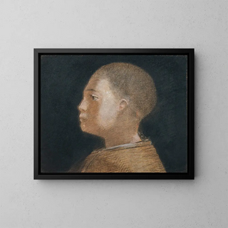 Head of a Young Boy - Odilon Redon — framed artwork on a wall
