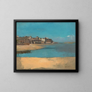 Village by the Sea in Brittany - Odilon Redon — framed artwork on a wall