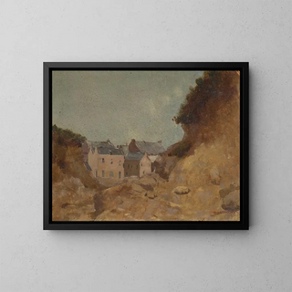 Village dans les Basses-Pyrénées - Odilon Redon — framed artwork on a wall