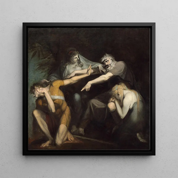 Oedipus Cursing His Son Polynices - Henry Fuseli — framed artwork on a wall