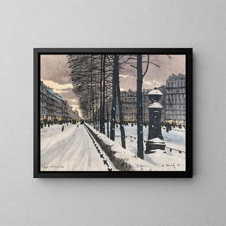 a Paris boulevard under the snow - Odo Dobrowolski — framed artwork on a wall